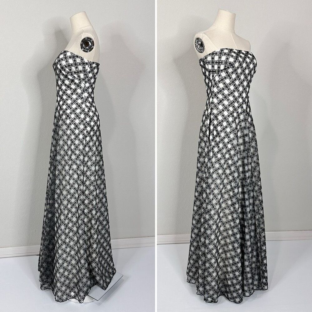 Tadashi Shoji Lattice Embroidered Strapless Gown Sz 4 Gala Formal Wedding $588 - Picture 6 of 14